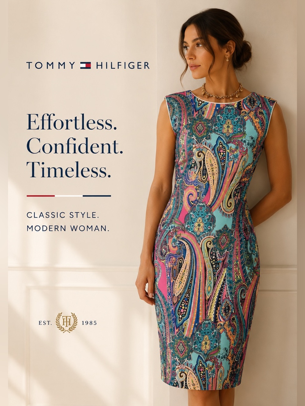 Tommy Hilfiger‎ Multicolor Paisley Midi Dress size 6